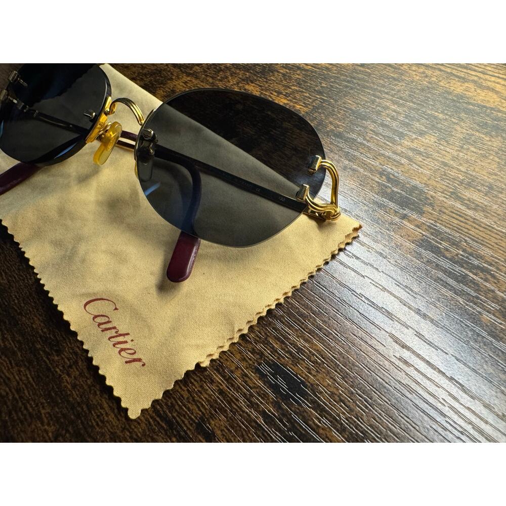 Cartier Vintage Rimless Women’s Prescription Gold Frame Sunglasses Size 130 - Picture 14 of 15